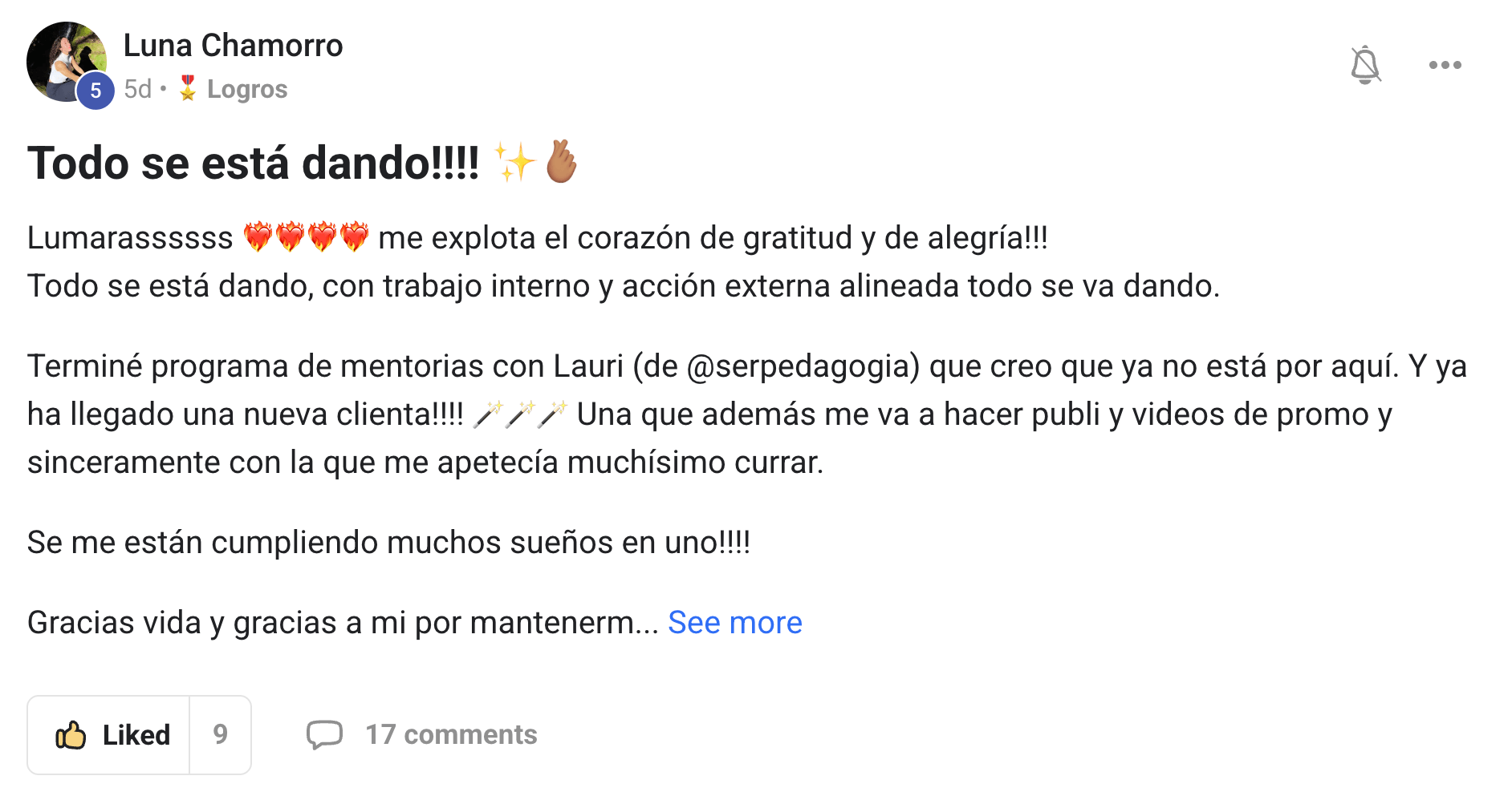 Testimonio de un miembro de Lumara